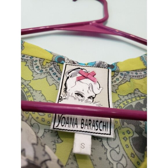 Yoana Baraschi Womens S Blouse Button Front Anthropologie Boho Green Gray Sheer - Picture 5 of 6